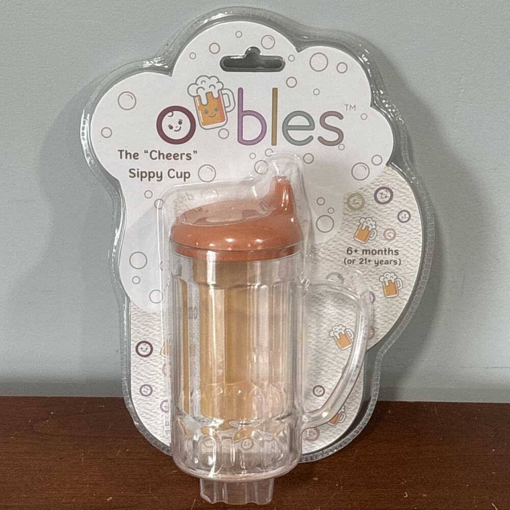 Oobles The Cheers Sippy Cup Baby Toddler Shower Gag Gift Beer Mug Stein Lidded